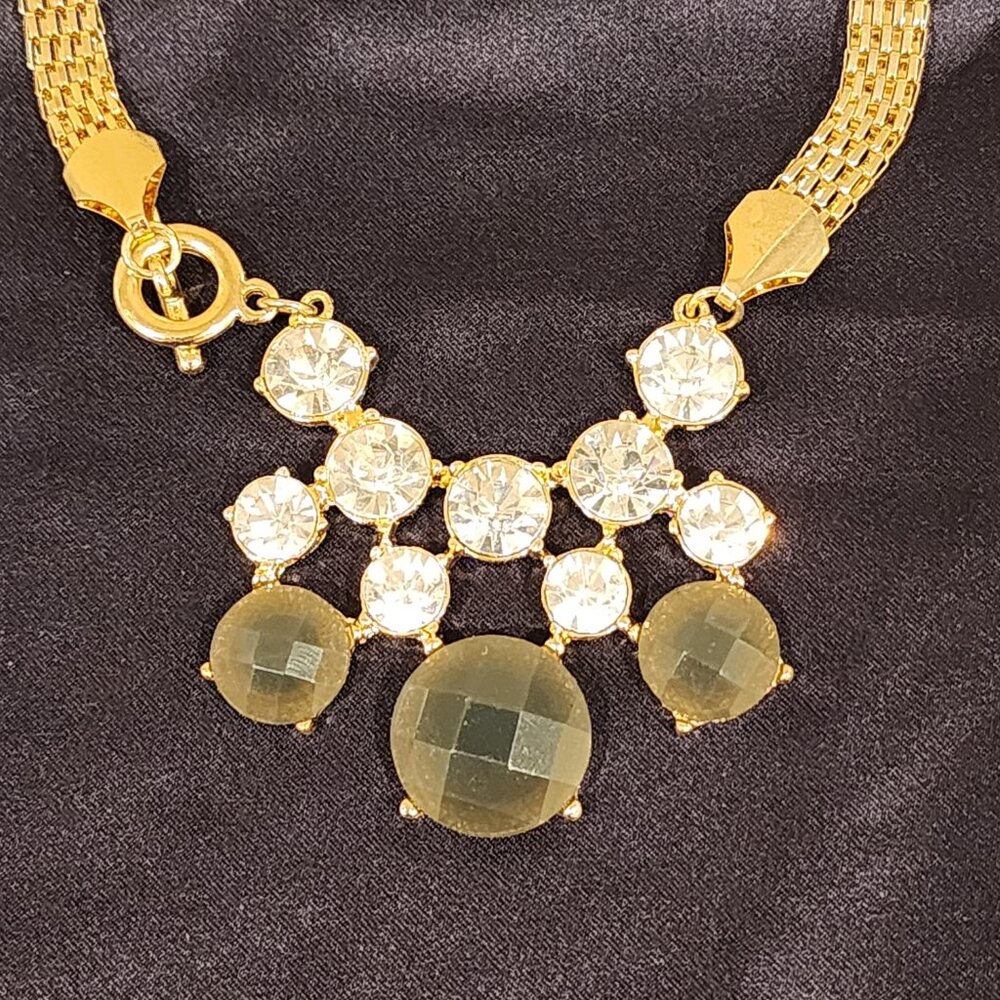 Brand New!! Gold plated Khaki|Green|Gray| Stone Necklace